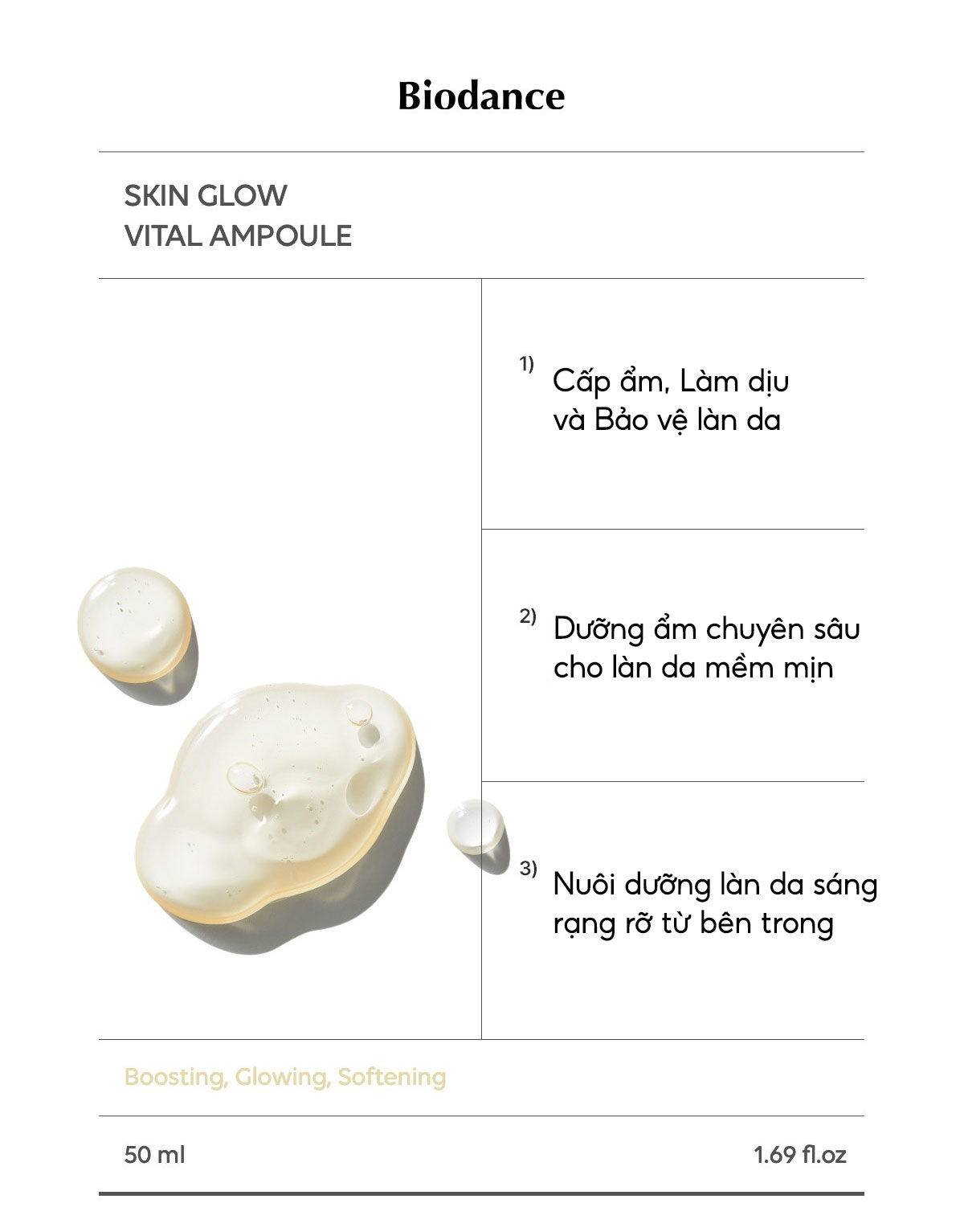 Mô tả BIODANCE Tinh Chất Dưỡng Sáng Mờ Thâm Mụn Hệ Miễn Dịch Da Mềm Mịn Skin Glow Vital Ampoule 50ml - 3