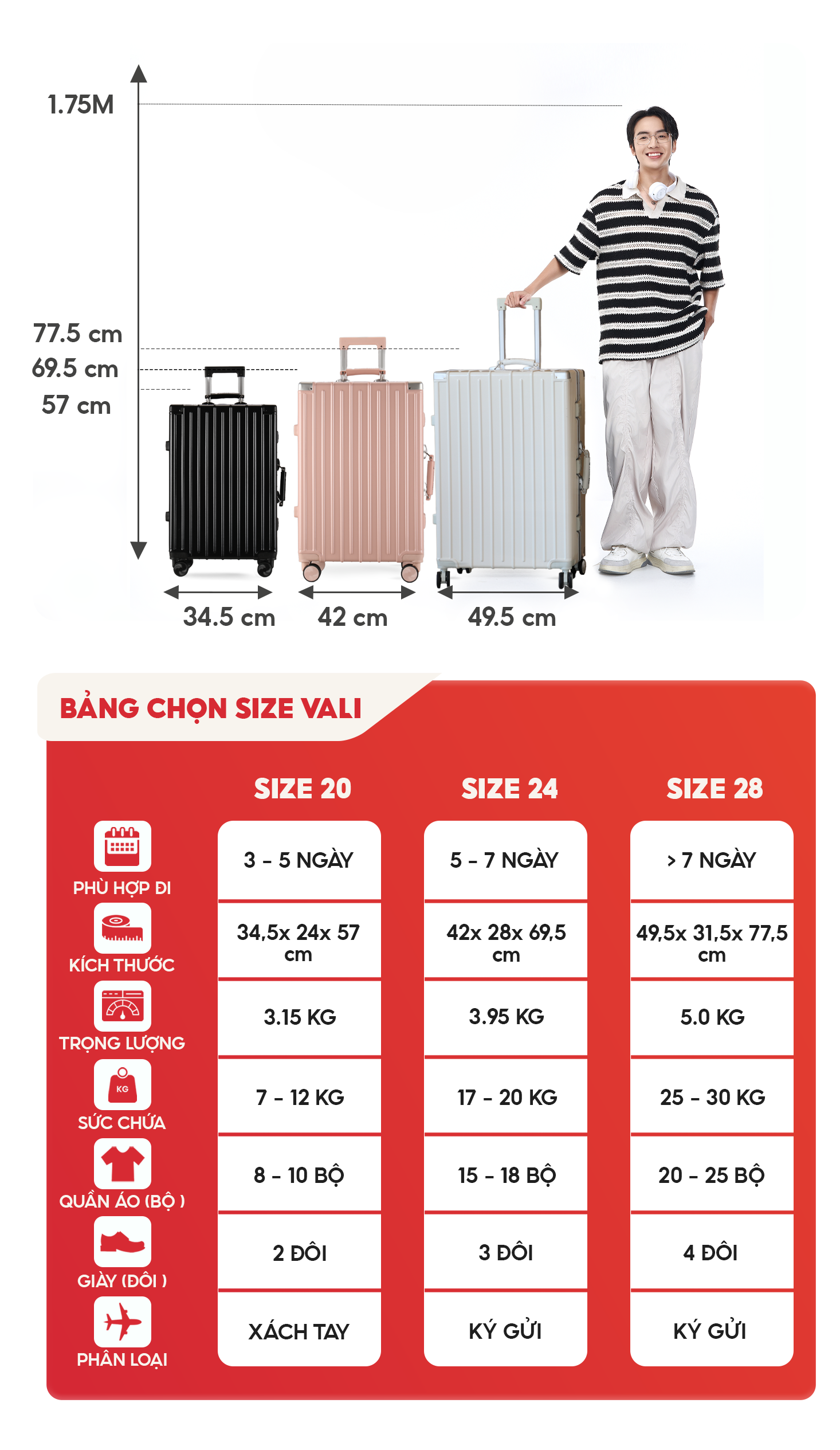 Mô tả Vali SUNNY Raymond - vali khung nhôm nhựa PC + ABS - ngăn đựng cốc, cổng sạc tiện ích 20/24/28 inch - 12