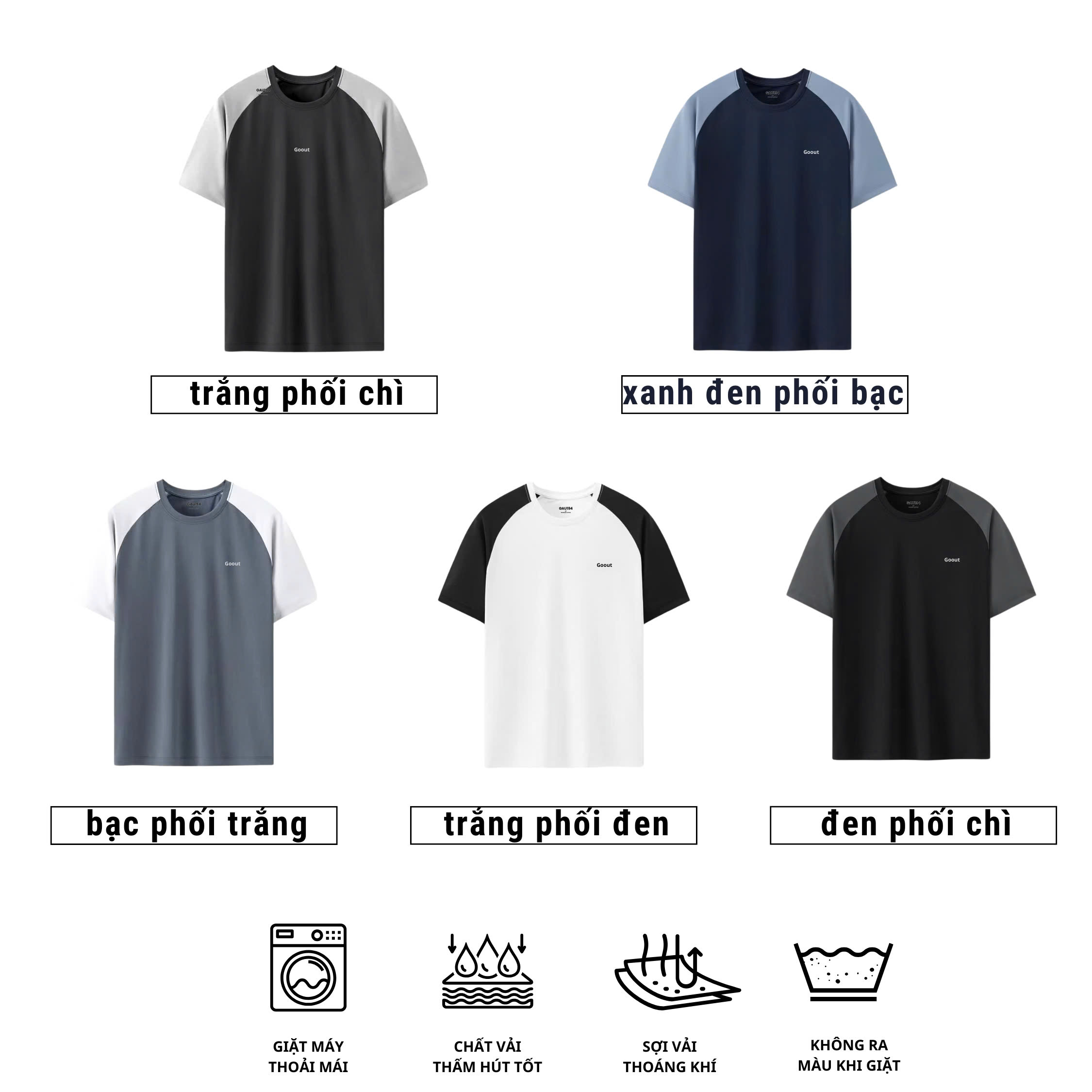 Mô tả Áo thun nam Gấu 194 vải thun Lạnh co dãn 4 chiều, phong cách thể thao - gym - bóng đá, from slim fit - TLRL- GOOUT - 1