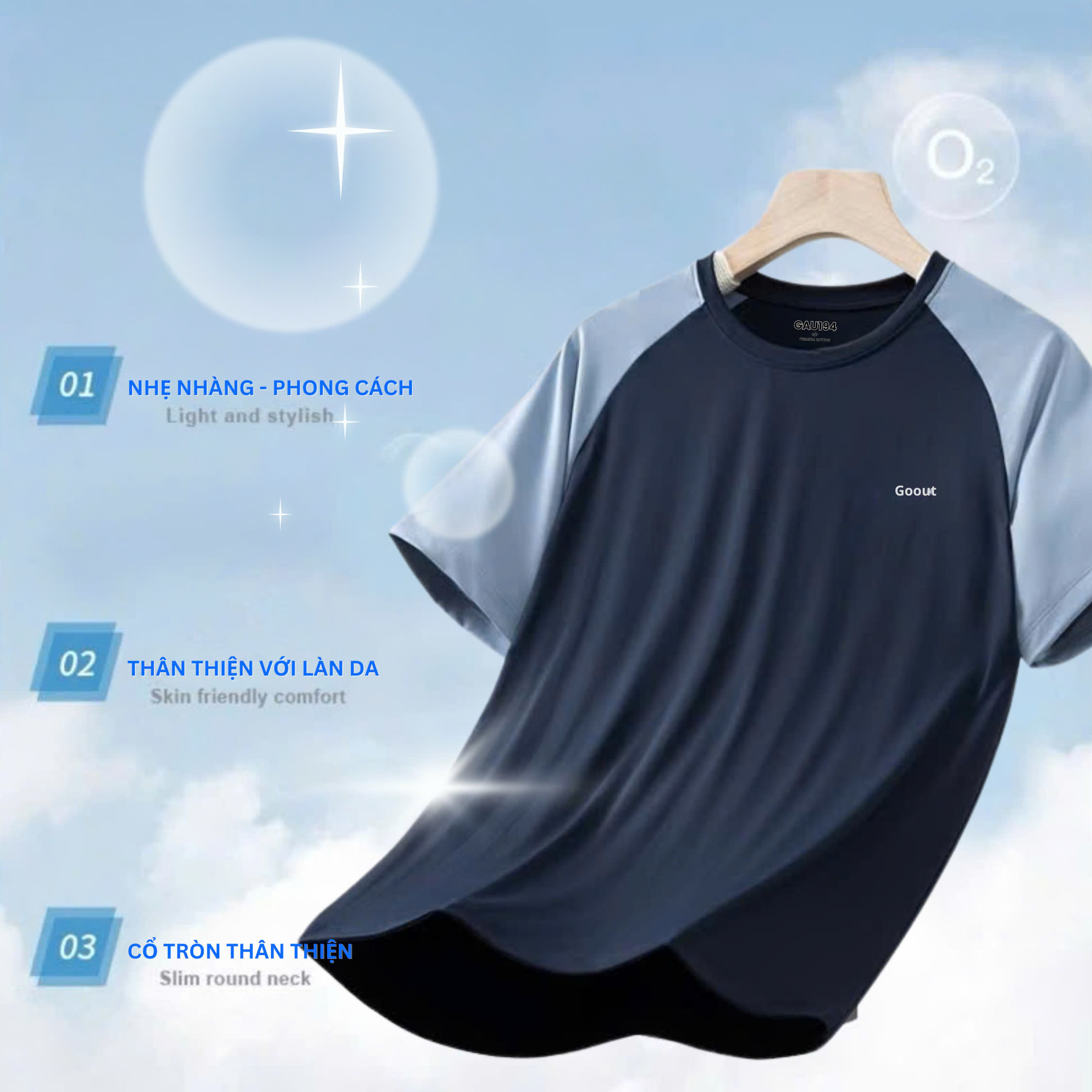 Mô tả Áo thun nam Gấu 194 vải thun Lạnh co dãn 4 chiều, phong cách thể thao - gym - bóng đá, from slim fit - TLRL- GOOUT - 4