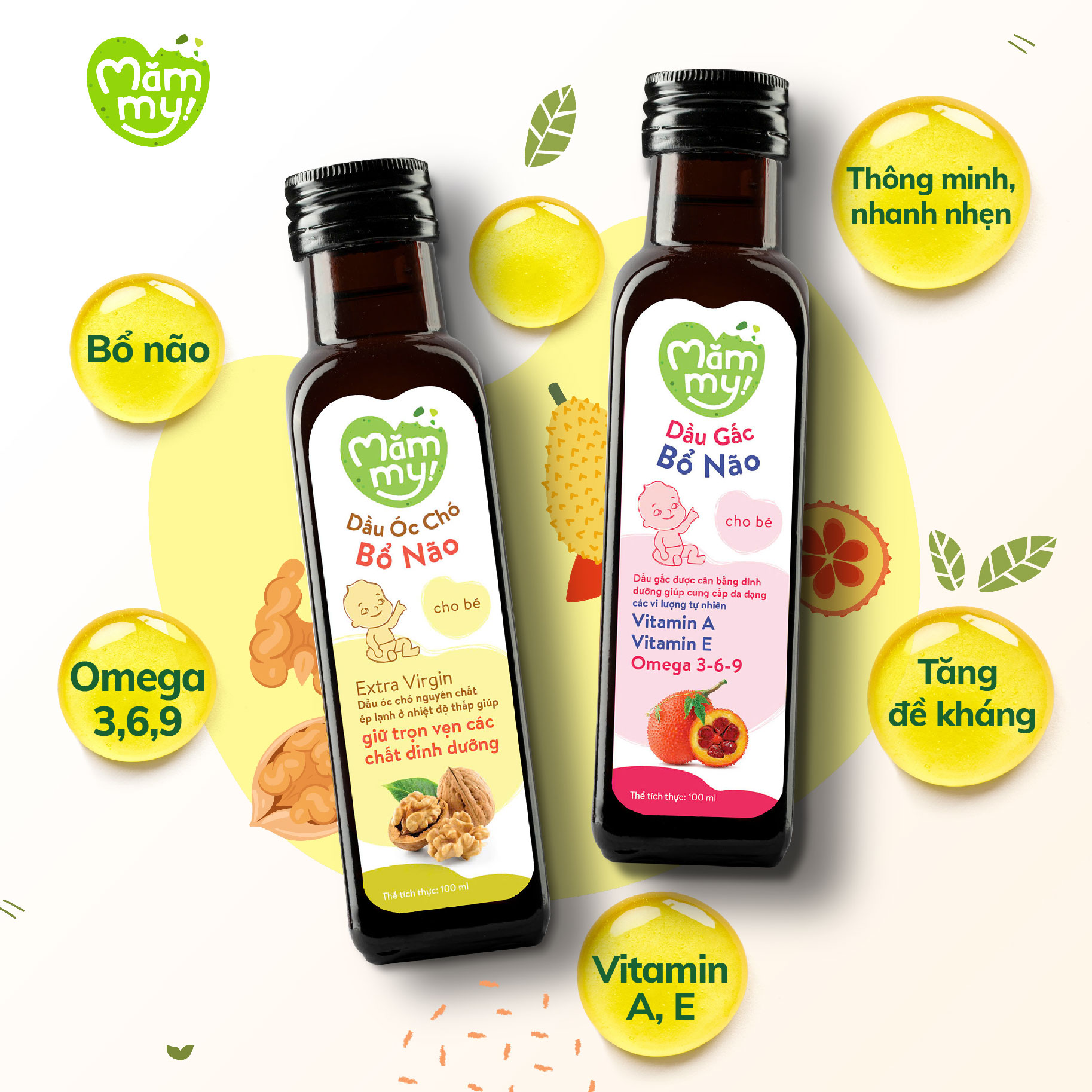 Mô tả Dầu ăn dặm bổ não Mămmy 100ml bổ sung DHA, Omega 3 bé từ 6 tháng giúp phát triển não bộ, thông minh - 5