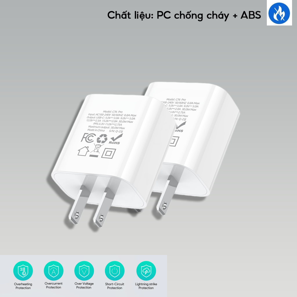 Mô tả Củ Sạc Nhanh PD 30W CHÍNH HÃNG HOCO Sử Dụng Cho Các Dòng ĐT Smartphone SamSung,IP,Oppo,Xiaomi - 2