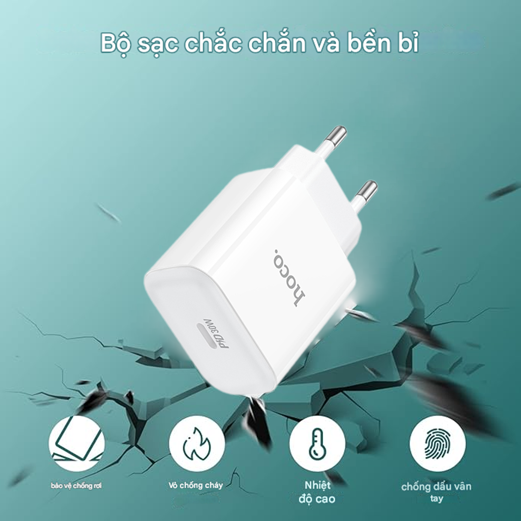 Mô tả Bộ Sạc Nhanh PD 30W Chính Hãng Hoco Dùng Cho IP8-14 Sạc An Toàn Ổn Định, chất liệu bền+chống cháy - 2