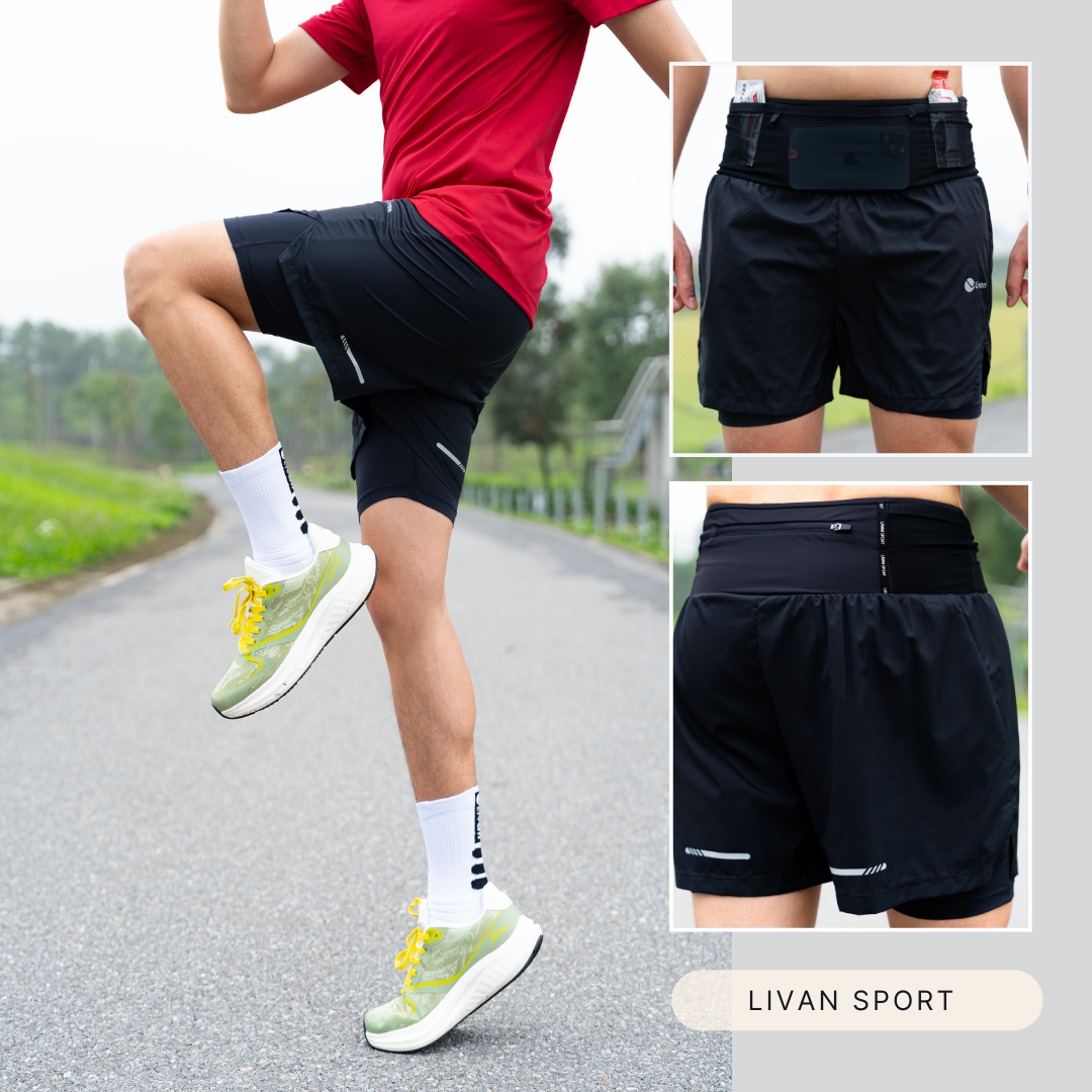 Mô tả Quần Short 2 Lớp Nam Livan Có Túi Tiện Lợi, Thấm Hút Mồ Hôi, Nhanh Khô, Thoải Mái Vận Động, Chạy Bộ, Tập Gym Màu Cơ Bản - 3