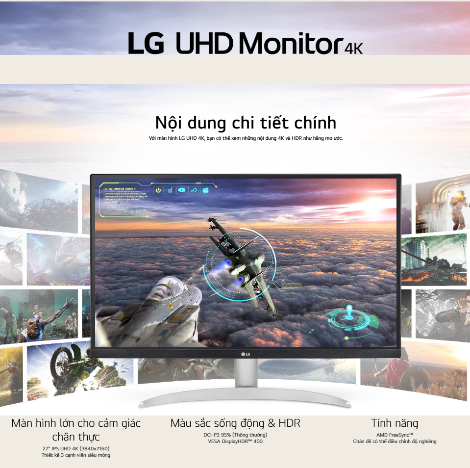 Mô tả Màn hình LG 27UP600K-W (27Inch/ 4K (3840 x 2160)/ 5ms/ 400cd/m2/ IPS) - 1