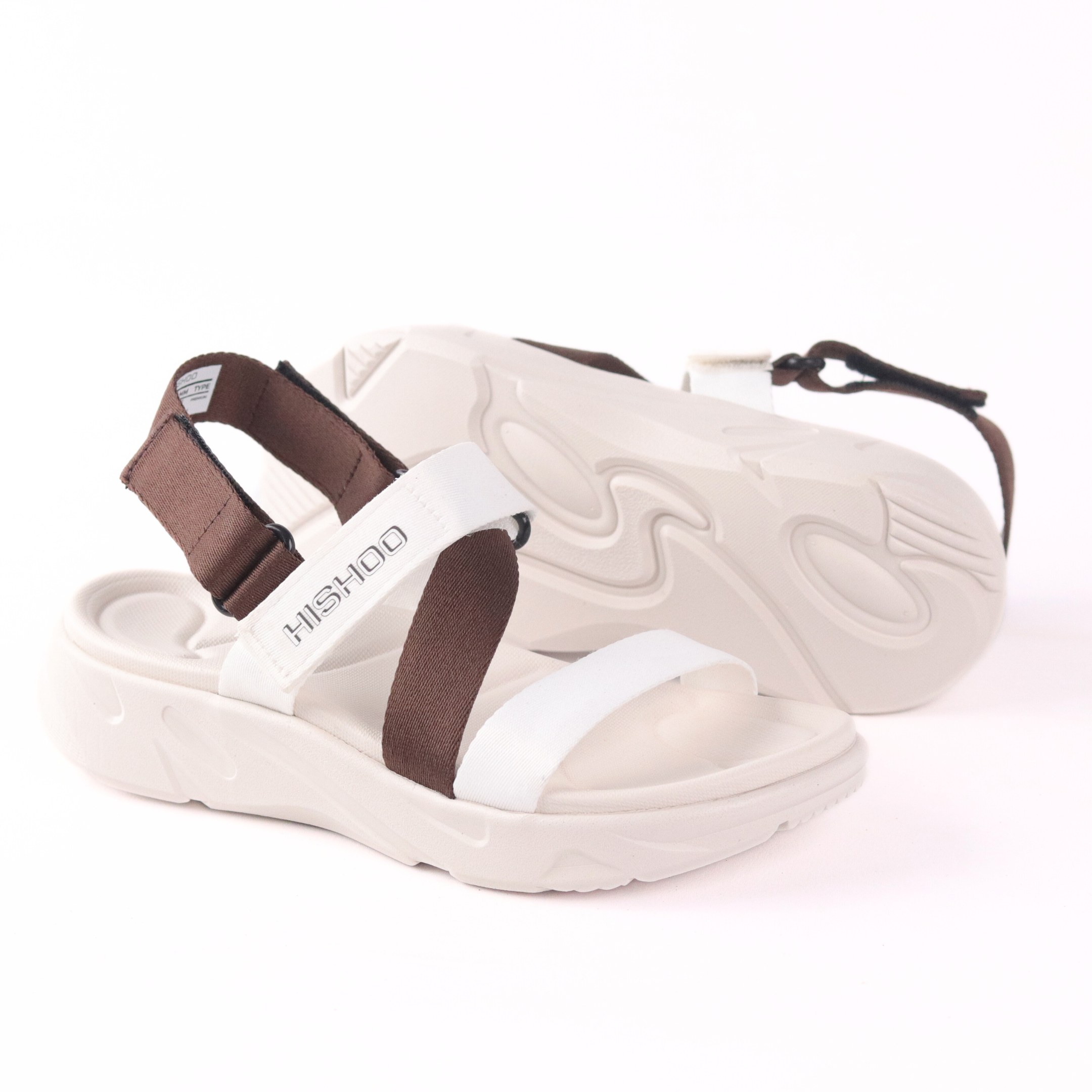 Mô tả Giày Sandal Dù Sport Nhẹ Êm Đi Học Đi Làm Đi Chơi Đế Cao 4 Cm Xé dán quai chéo quai dù nam, nữ HISHOO F001 - 5