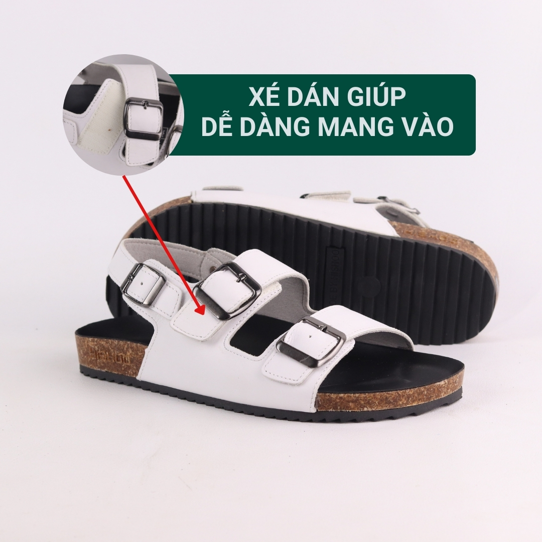 Mô tả Dép sandal đế trấu birken nam nữ unisex 2 khóa da bò size 35 - 43 chính hãng Hishoo VNXK Ulzzang  M102 - 3