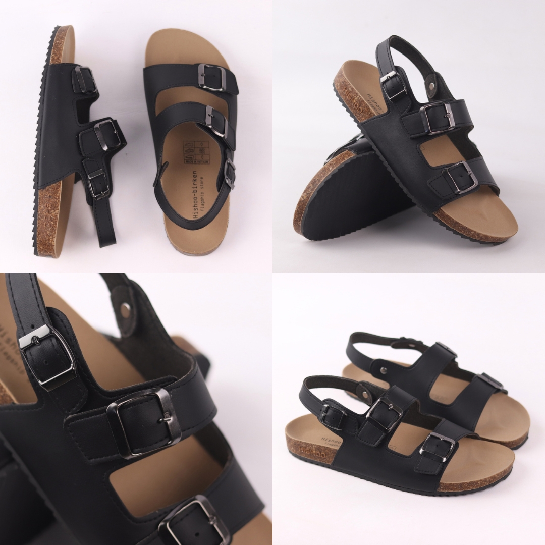 Mô tả Dép sandal đế trấu birken nam nữ unisex 2 khóa da bò size 35 - 43 chính hãng Hishoo VNXK Ulzzang  M102 - 5