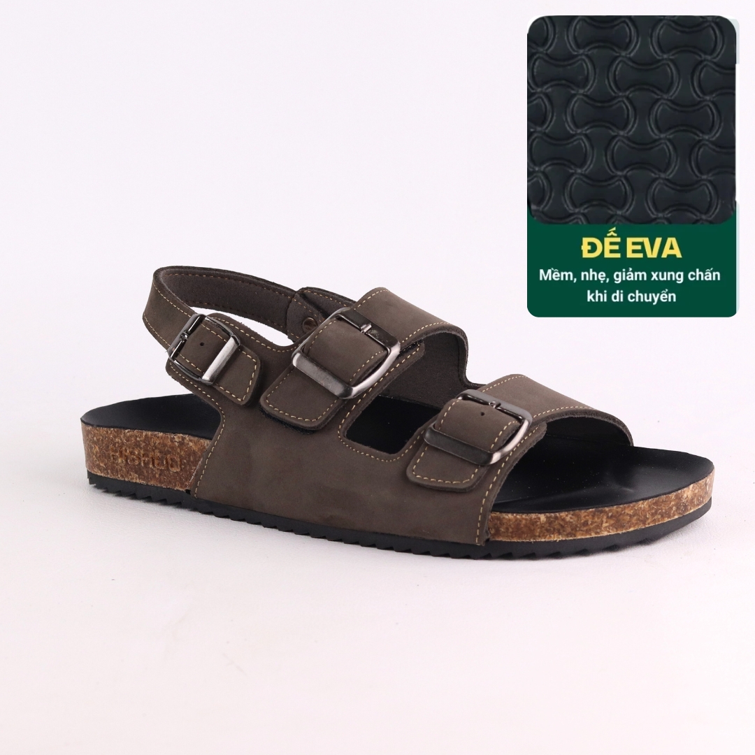 Mô tả Dép sandal đế trấu birken nam nữ unisex 2 khóa da bò size 35 - 43 chính hãng Hishoo VNXK Ulzzang  M102 - 6