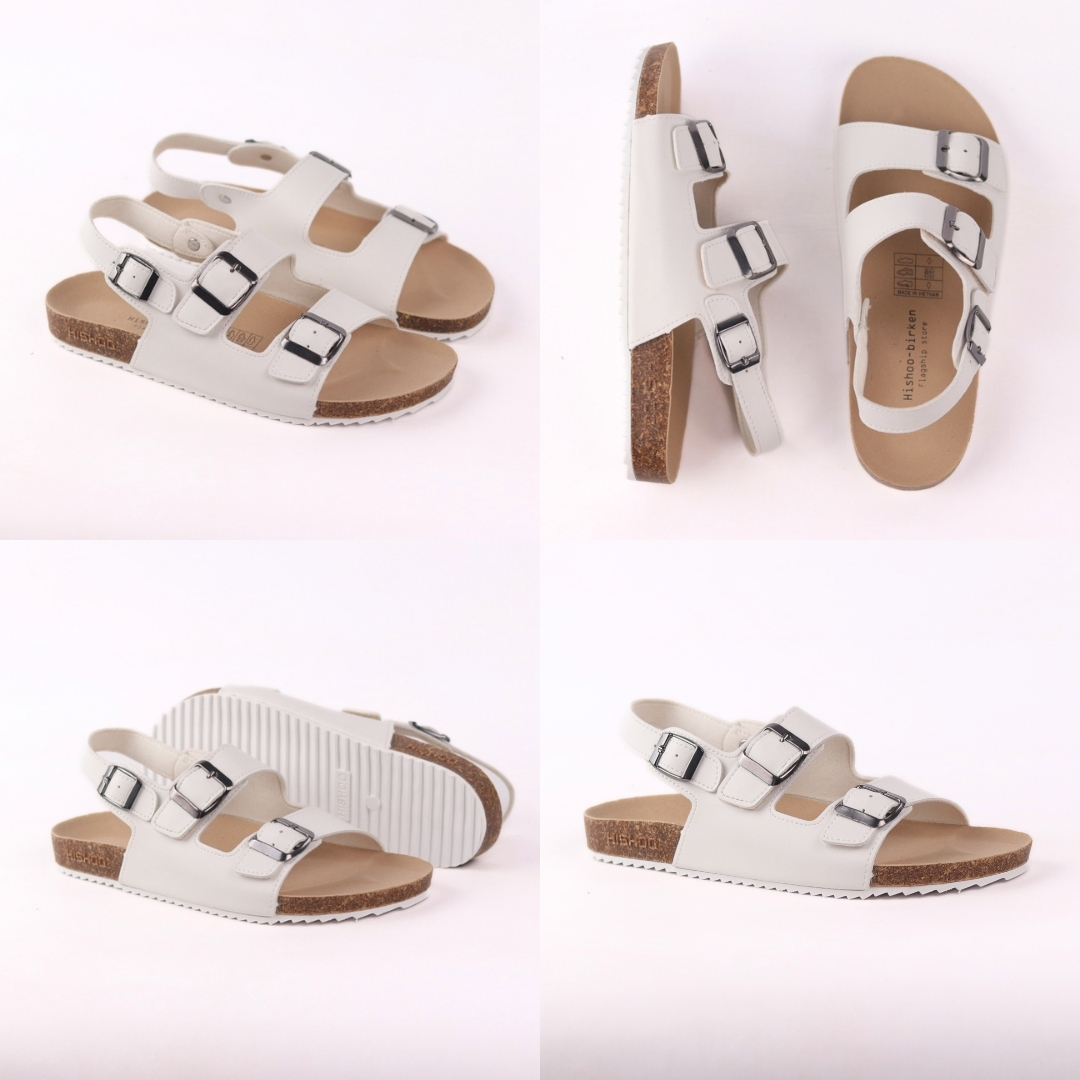 Mô tả Dép sandal đế trấu birken nam nữ unisex 2 khóa da bò size 35 - 43 chính hãng Hishoo VNXK Ulzzang  M102 - 8