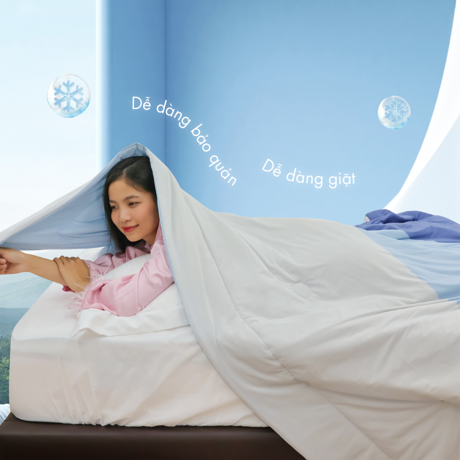 Mô tả Mền lạnh I Cool Advance NIN House NM8034 1m6x2m1 hoạ tiết chữ | Chăn chần cotton Ice Silk - 4