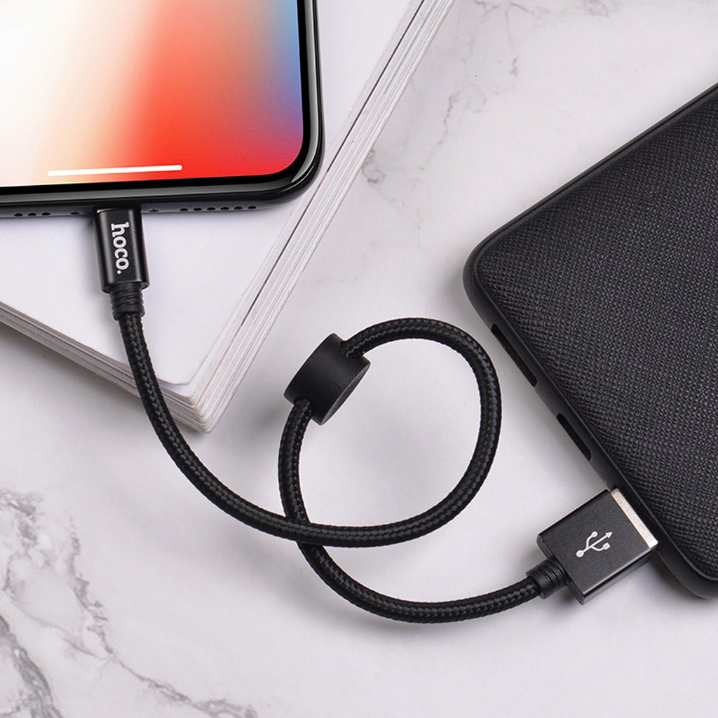 Mô tả Cáp Sạc Nhanh Siêu Ngắn 25cm CHÍNH HÃNG Hoco Chuẩn USB to L Gọn Gàng Dùng Cho Sạc Dự Phòng - 2