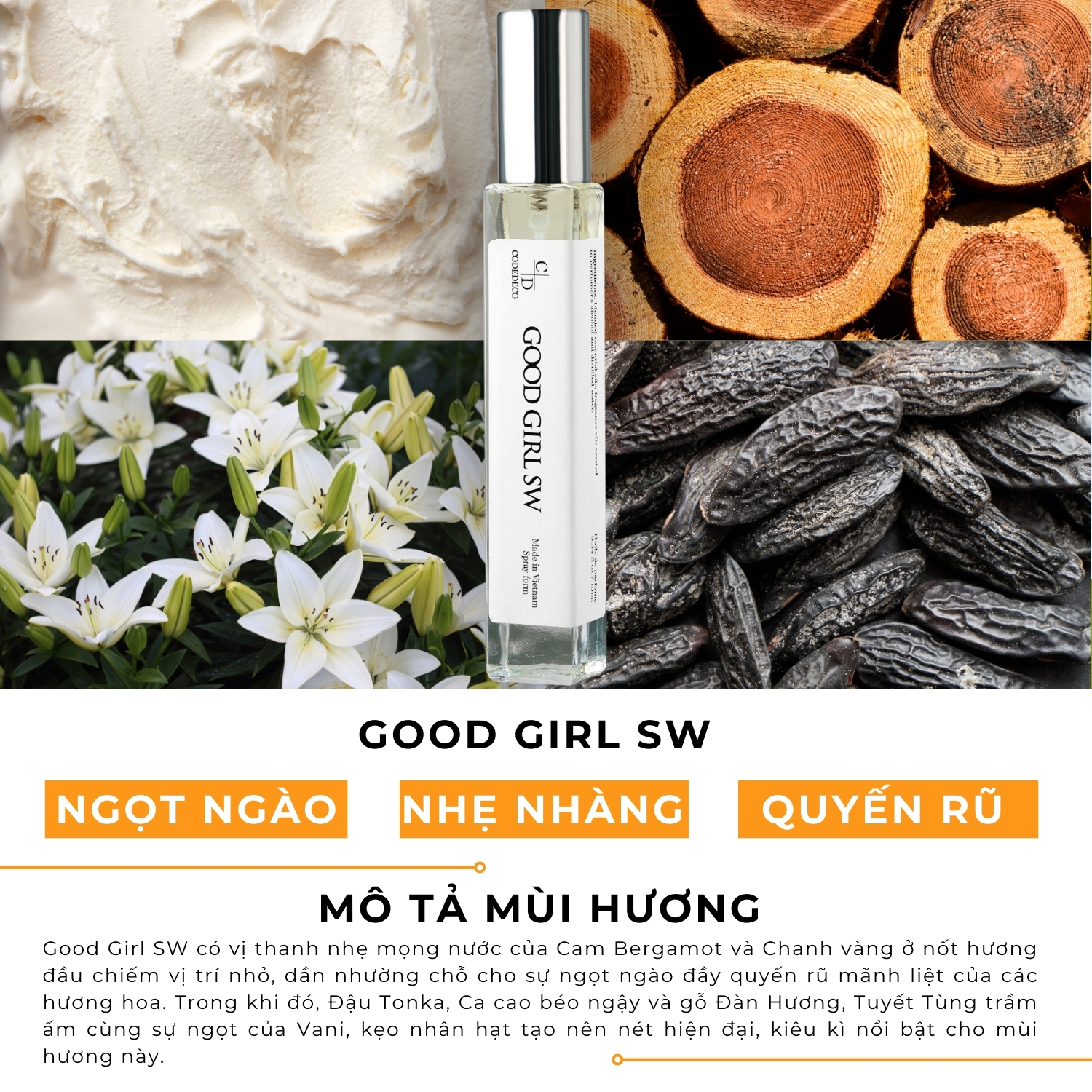 Mô tả Tinh dầu thơm CODEDECO Good Girl SW 10ml dạng xịt - Phiên Bản Ngọt Hơn - 1