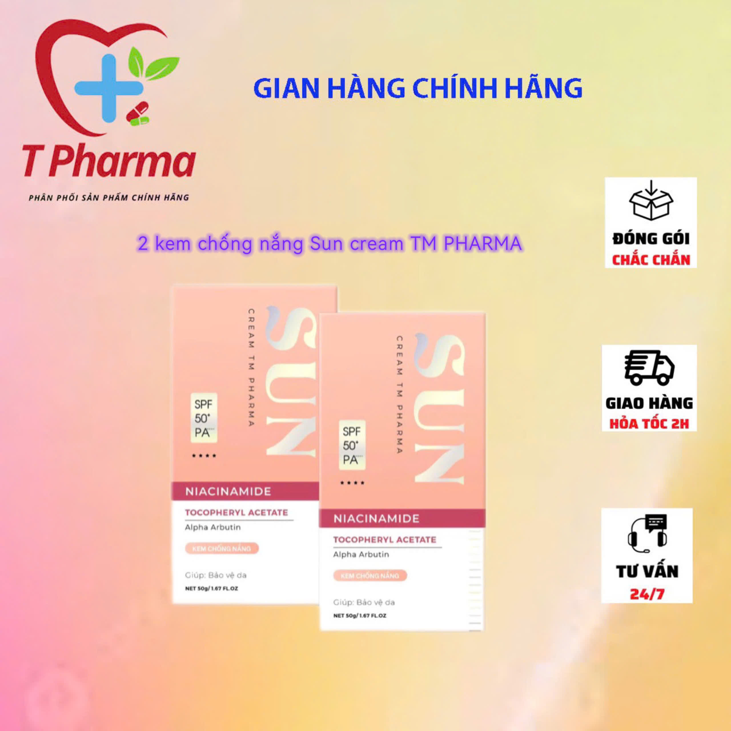Mô tả Combo 2 Kem Chống Nắng Sun Cream TM Pharma Nâng Tone Da,Không Bết Dính,Công Nghệ Titanium - 1