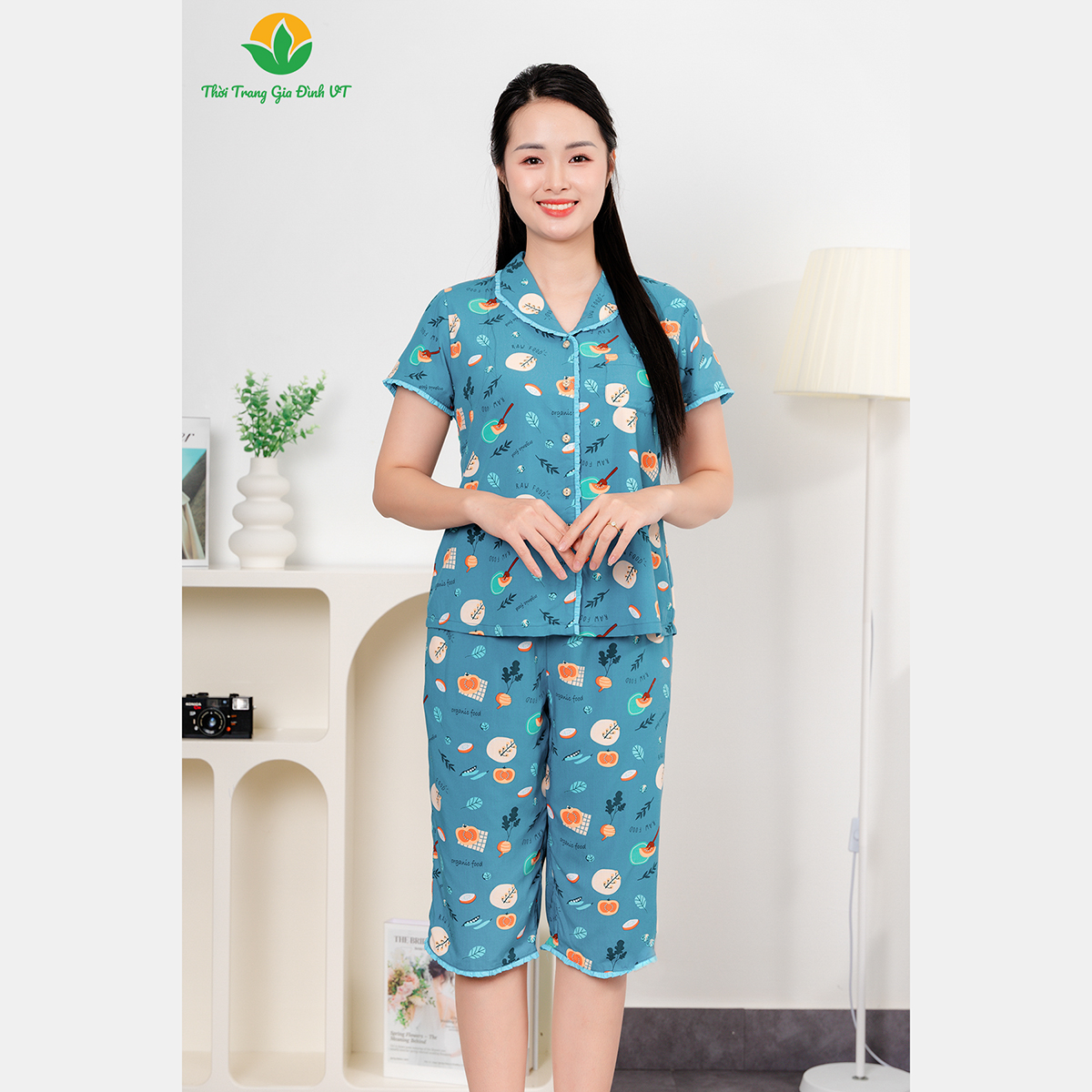 Mô tả Bộ pijama nữ mặc nhà chất Lanh họa tiết cổ sam thời trang Việt Thắng - B06.5047 - 7