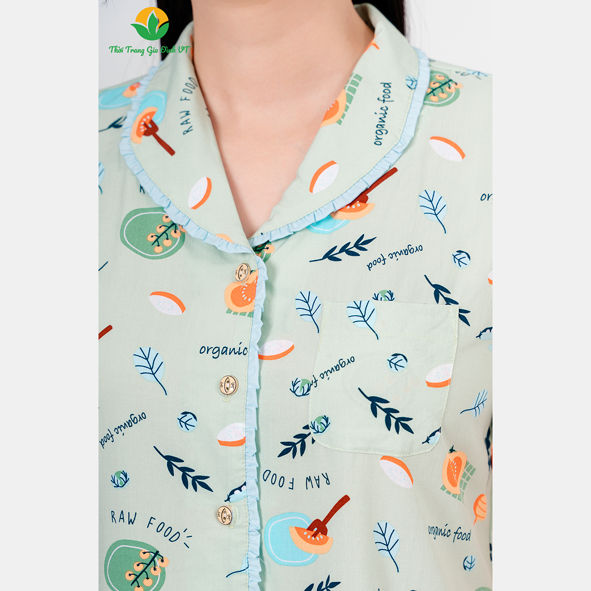 Mô tả Bộ pijama nữ mặc nhà chất Lanh họa tiết cổ sam thời trang Việt Thắng - B06.5047 - 10