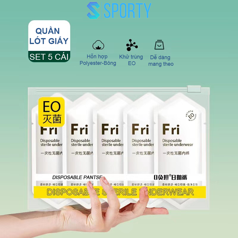 Mô tả Quần lót nữ SPORTY 100% cotton dùng 1 lần, 2 lớp đáy an toàn, dùng đi du lịch, đi sinh, học quân sự - 2