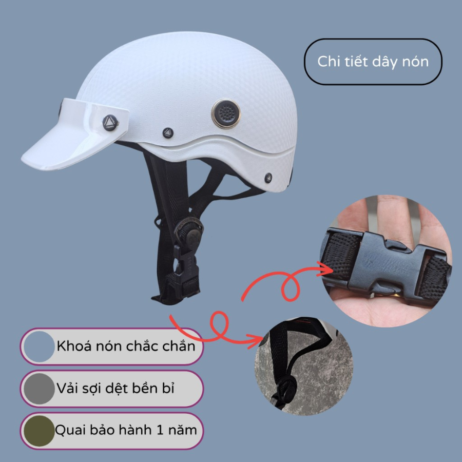 Mô tả Mũ Bảo Hiểm VARO Nửa Đầu [CHÍNH HÃNG] [FREESHIP] - Nón Bảo Hiểm 1/2 Sơn Nhám Cao Cấp Chống Trầy - 2