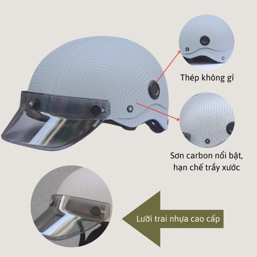 Mô tả Mũ Bảo Hiểm VARO Nửa Đầu [CHÍNH HÃNG] [FREESHIP] - Nón Bảo Hiểm 1/2 Sơn Nhám Cao Cấp Chống Trầy - 4