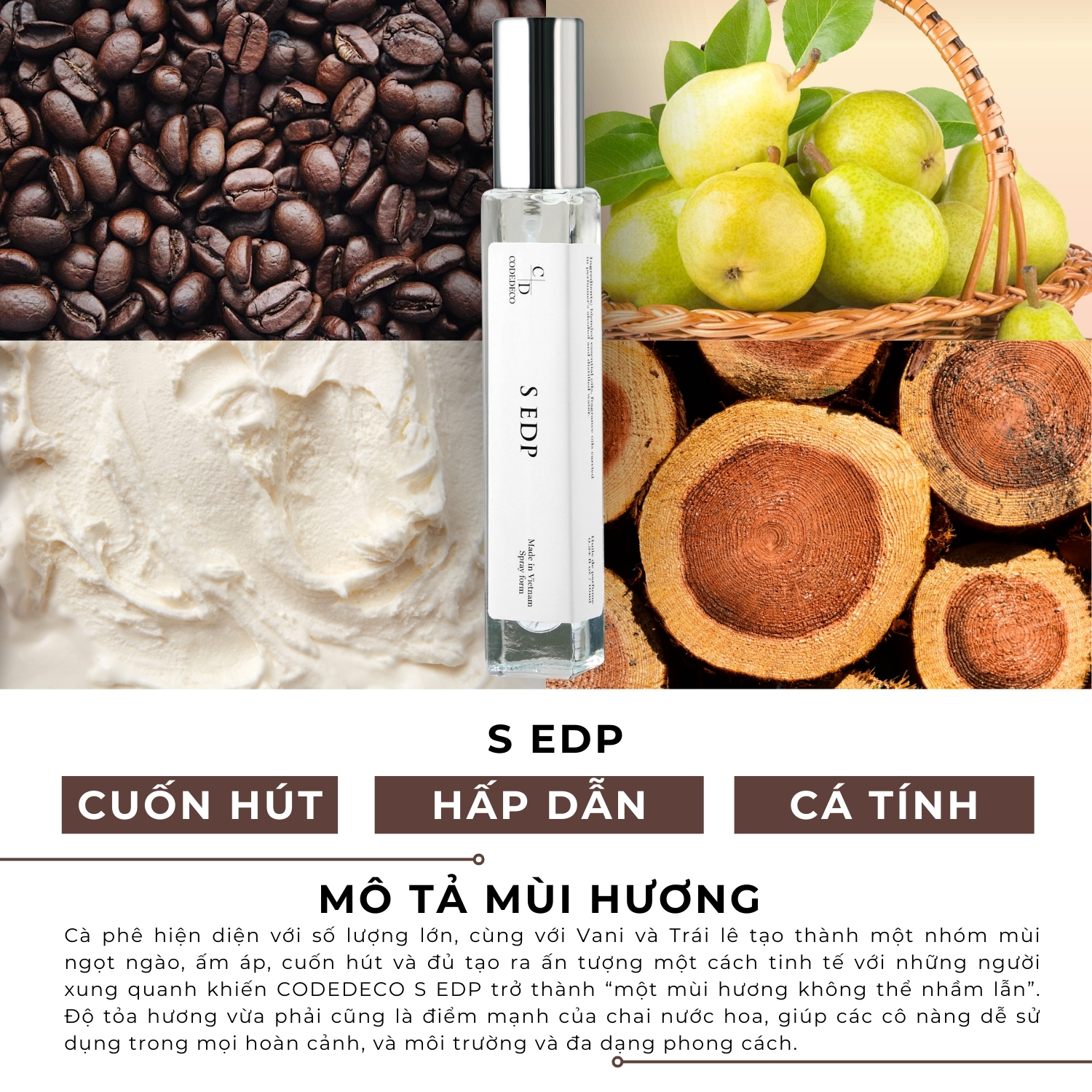 Mô tả Tinh dầu thơm nữ CODEDECO S EDP 10ml dạng xịt - Cuốn hút, Hấp dẫn, Cá tính - 1