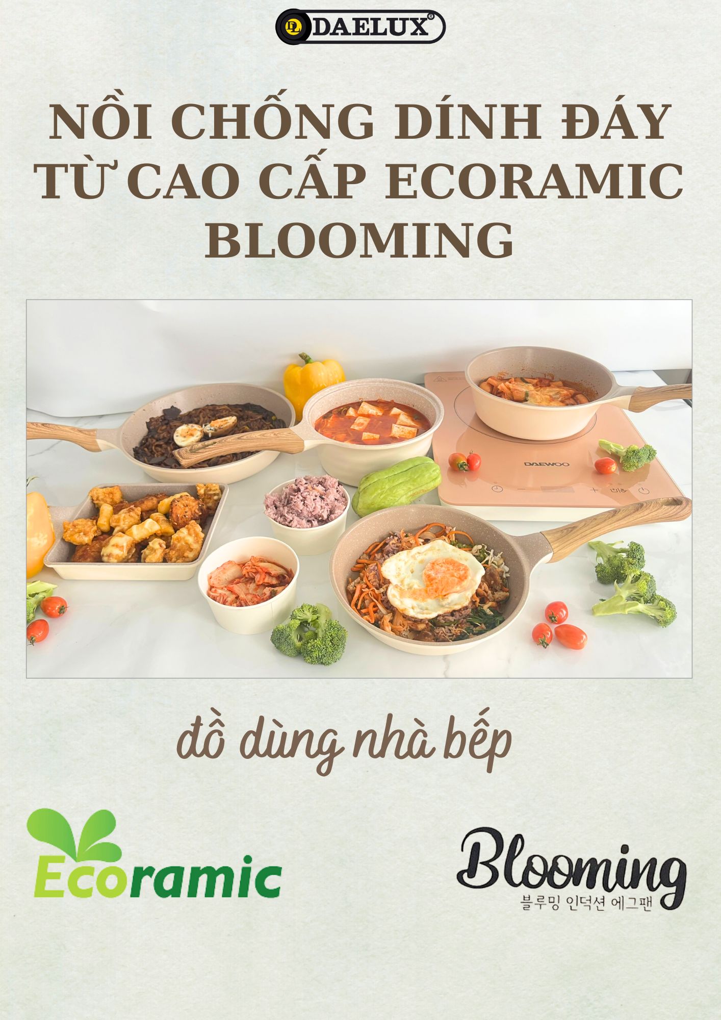 Mô tả Nồi Chống Dính Đáy Từ Cao Cấp Ecoramic Blooming, Quánh 18cm Nồi 20 22 24 26 28 cm - 1