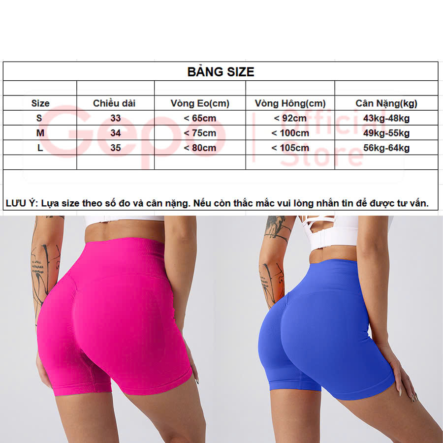 Mô tả Quần short đùi nữ tập gym yoga zumba chất liệu dệt kim cạp cao nâng mông tôn dáng GEPO GP111 - 10