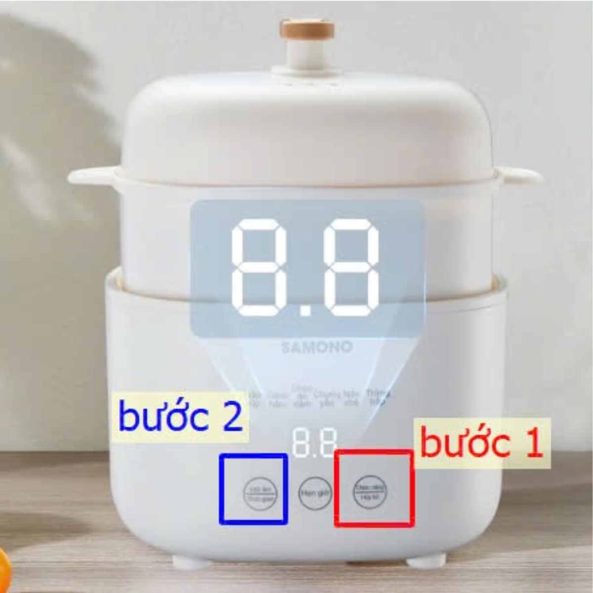 Mô tả Nồi nấu chậm đa năng 1L Samono SW-SC10, kèm lồng hấp,thố sứ,hẹn giờ, Nấu Cháo, Chưng Yến, hầm, giữ nhiệt - 1