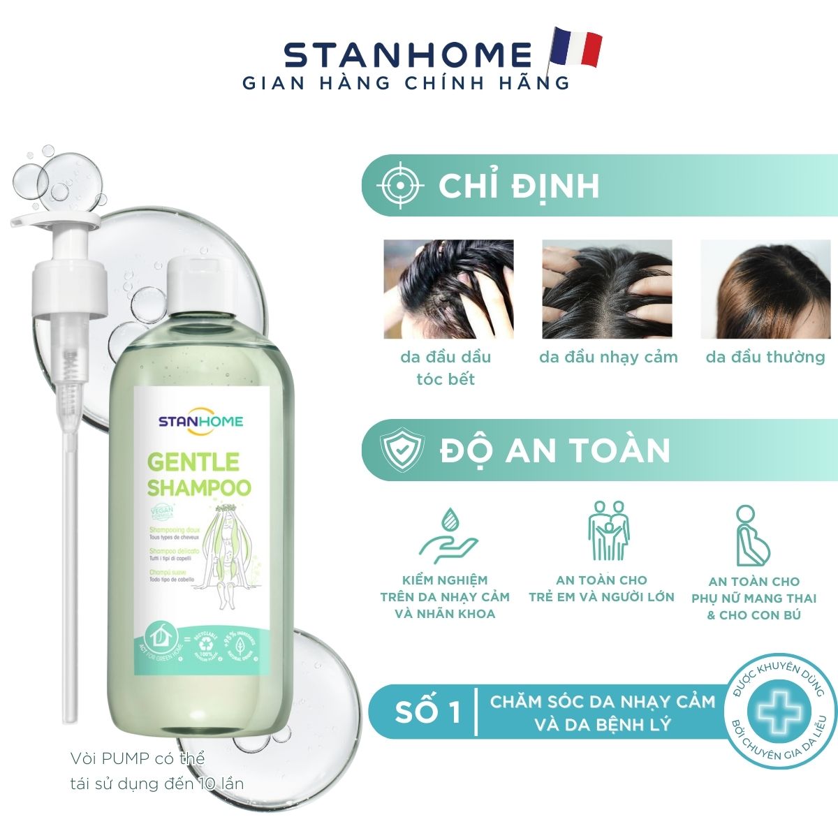 Mô tả Dầu gội cho da đầu nhạy cảm, không silicone Stanhome Gentle Shampoo 740ml - 5