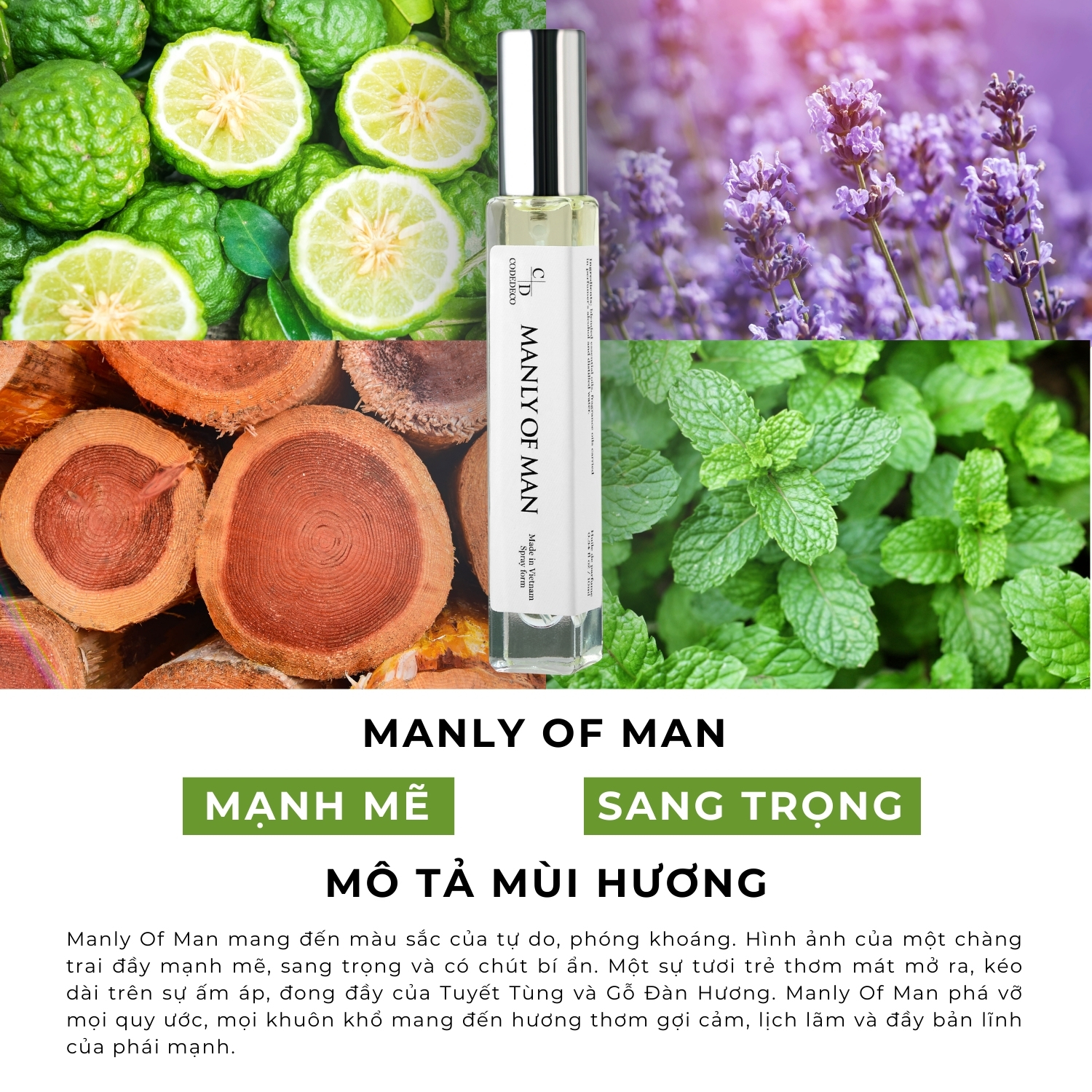 Mô tả Tinh dầu thơm nam CODEDECO Manly Of Man 10ml dạng xịt - Nam tính, Phóng khoáng, Mạnh mẽ - 1