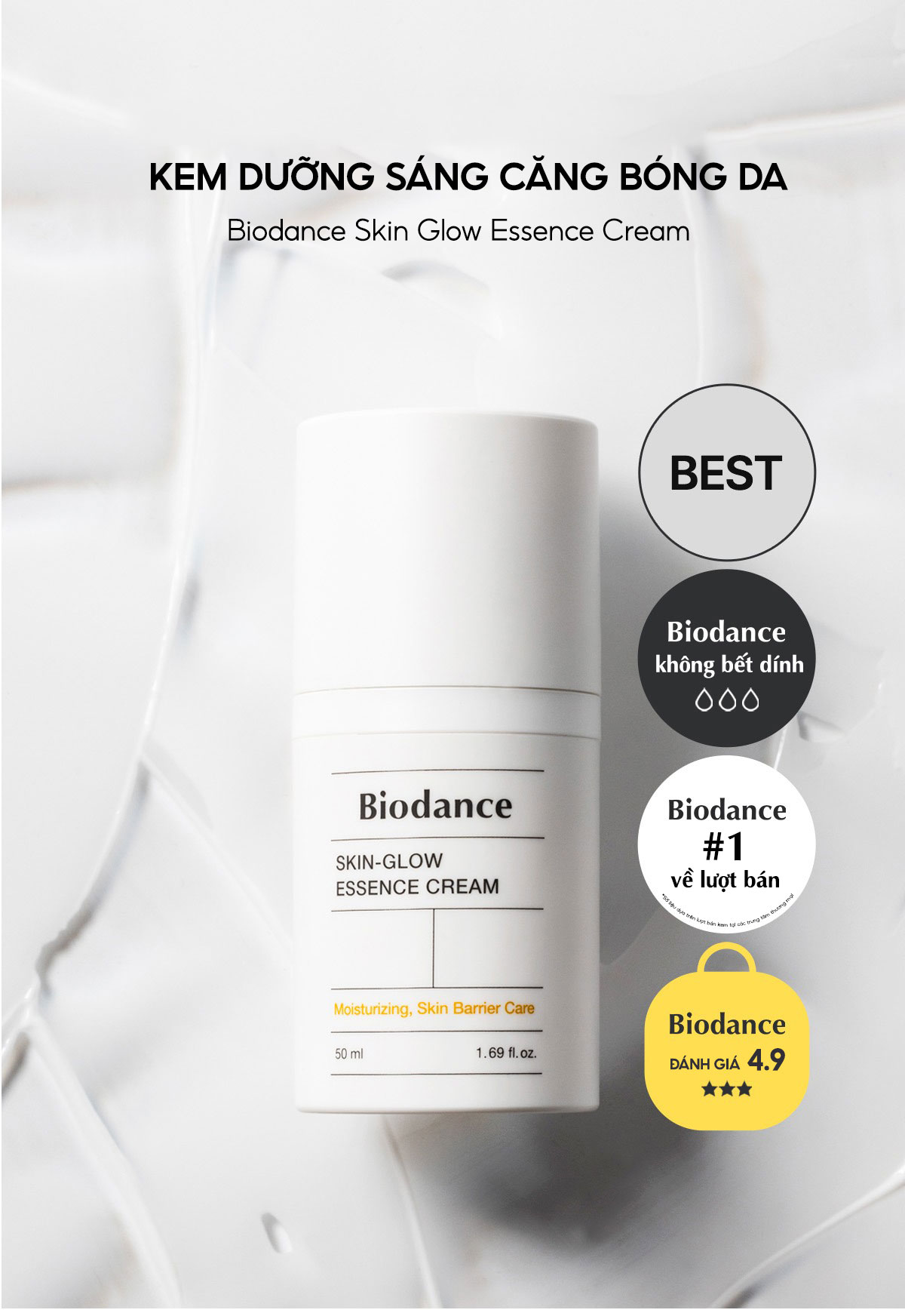 Mô tả BIODANCE Kem Dưỡng Ẩm Làm Sáng Căng Bóng Và Phục Hồi Da Skin GLow Essence Cream 50ml - 1