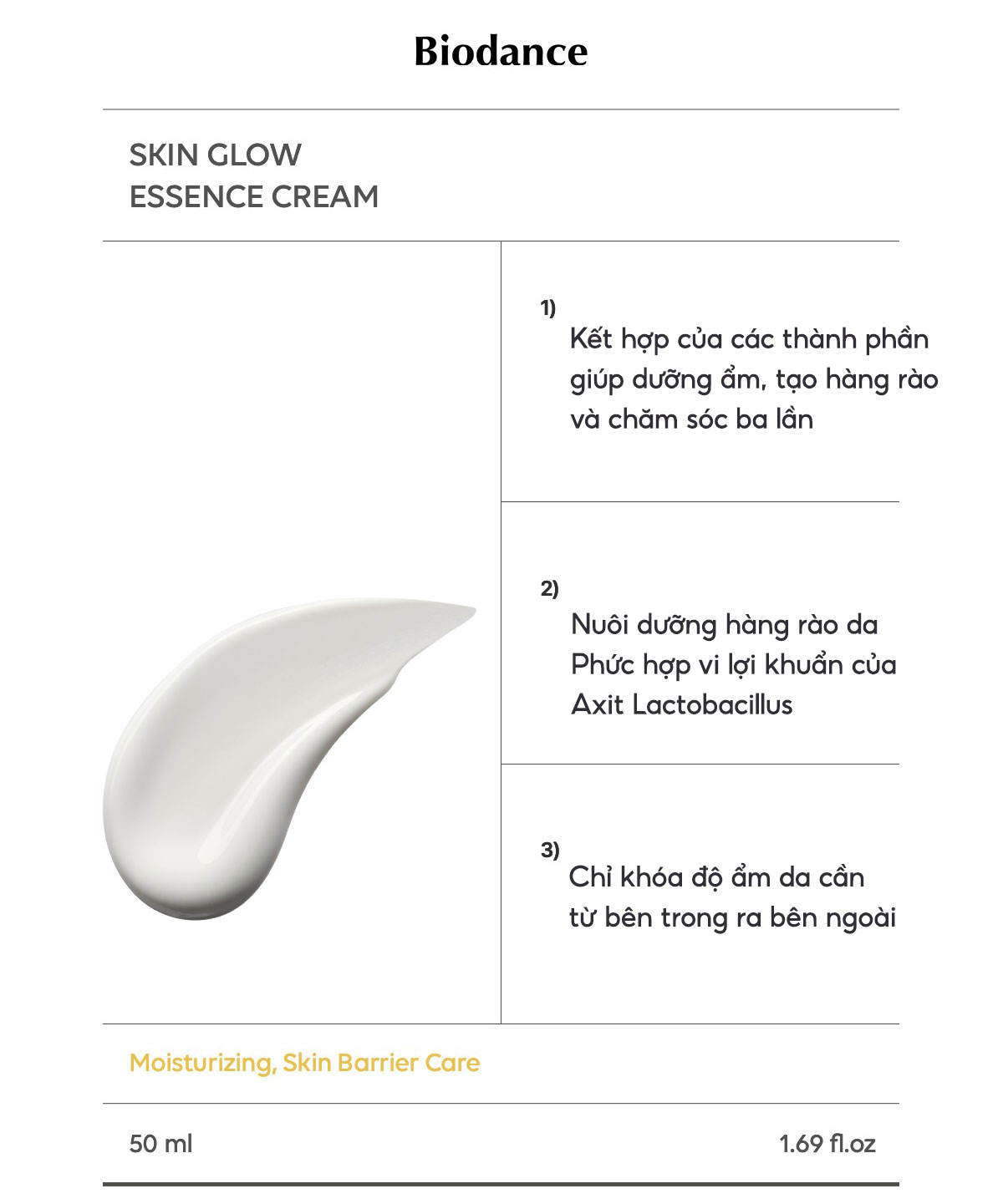 Mô tả BIODANCE Kem Dưỡng Ẩm Làm Sáng Căng Bóng Và Phục Hồi Da Skin GLow Essence Cream 50ml - 2