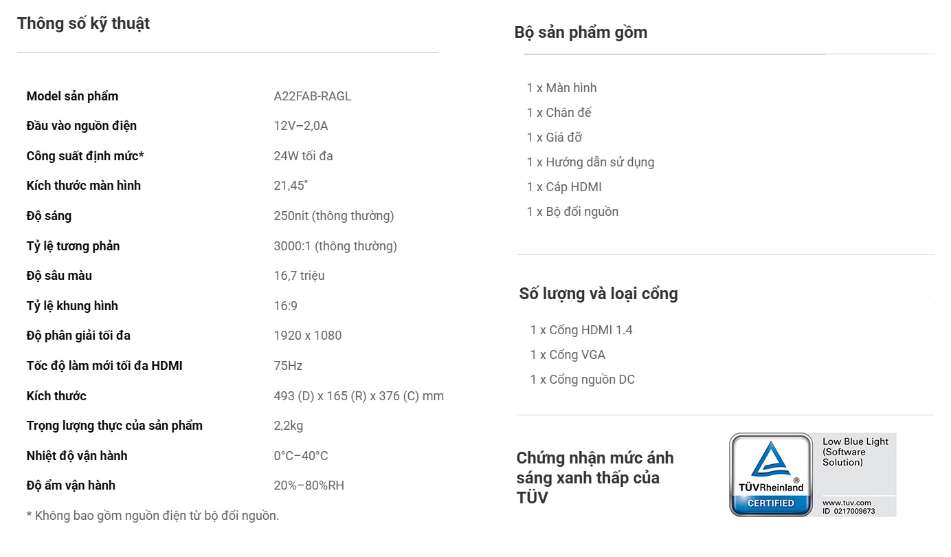 Mô tả Màn Hình Máy Tính Xiaomi Monitor A22i EU (21.45inch / 75Hz / FullHD) - Phiên Bản Quốc tế, Bảo Hành 36 Tháng - 2