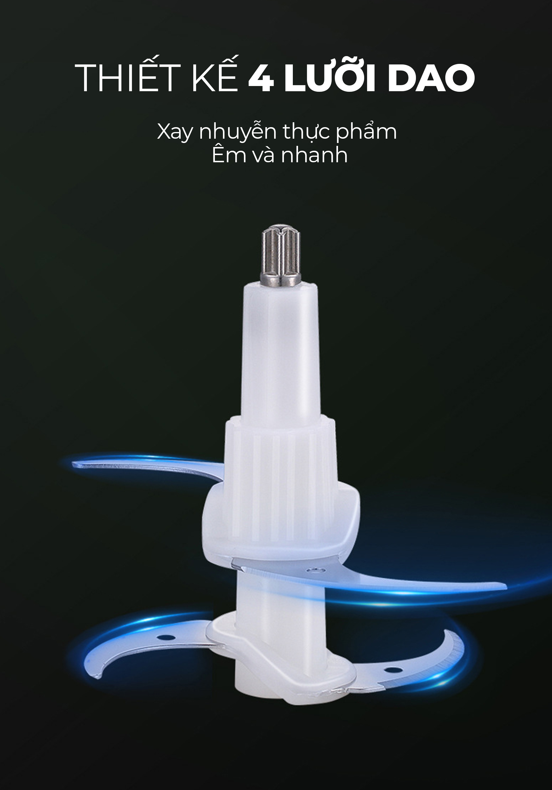Mô tả Máy xay thực phẩm Magic A-001,công suất 400W,dung tích 1.7L, 4 lưỡi giao không gỉ - 1