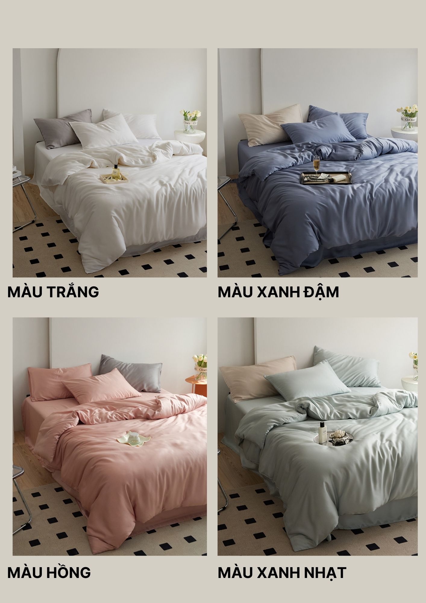Mô tả Set Chăn Ga Gối 5 Món  He thong NEM Cao Cấp Bộ Set Chăn Ga Trải Giường Bốn Mùa Vải Tencel Cotton Có Vỏ Chăn Lồng Ruột - 2