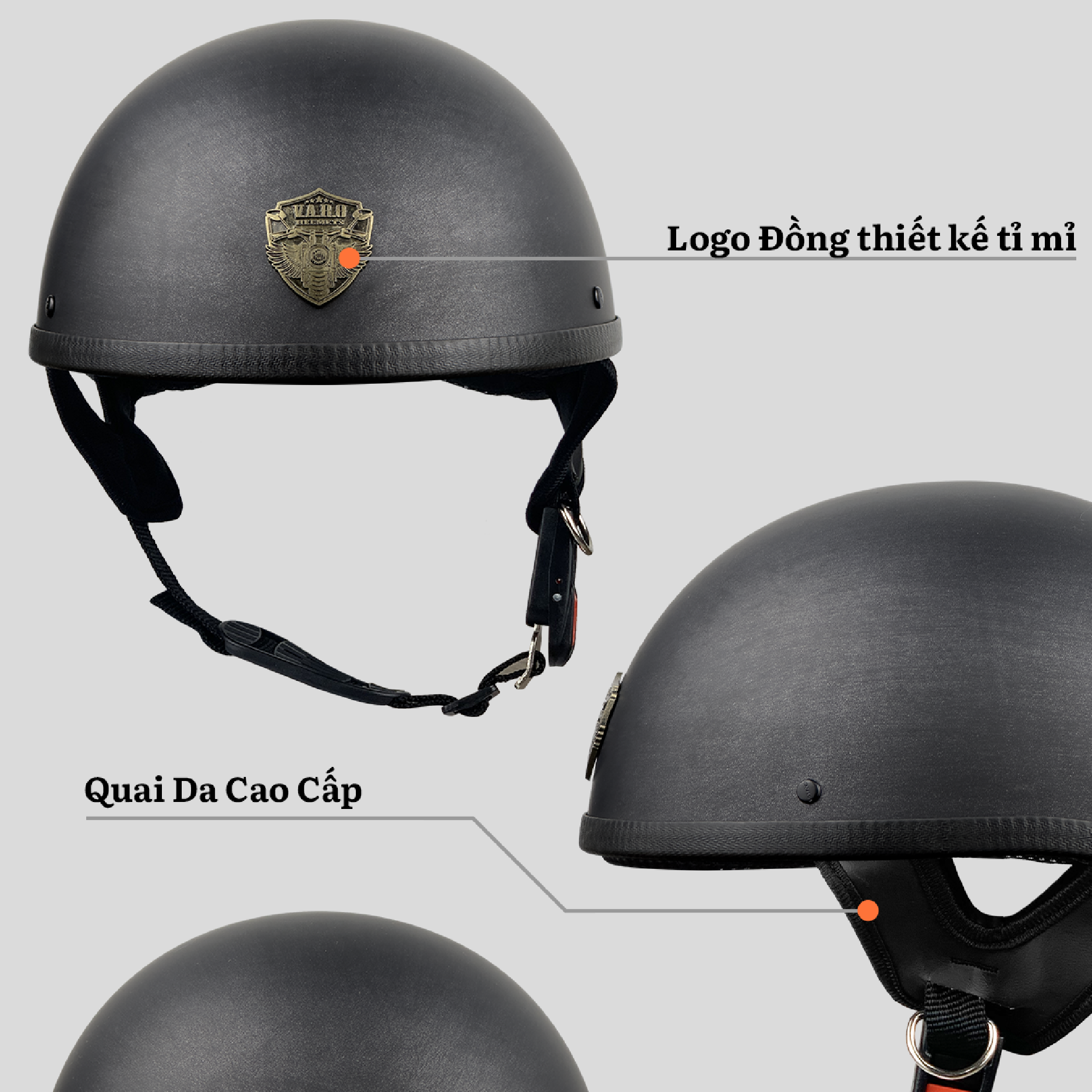 Mô tả Mũ Bảo Hiểm Nửa Đầu VARO Scratch Xước Freesize Dành Cho Nam &Nữ Đạt Chuẩn Quatest 2 Bao Đập Bao Test - 5