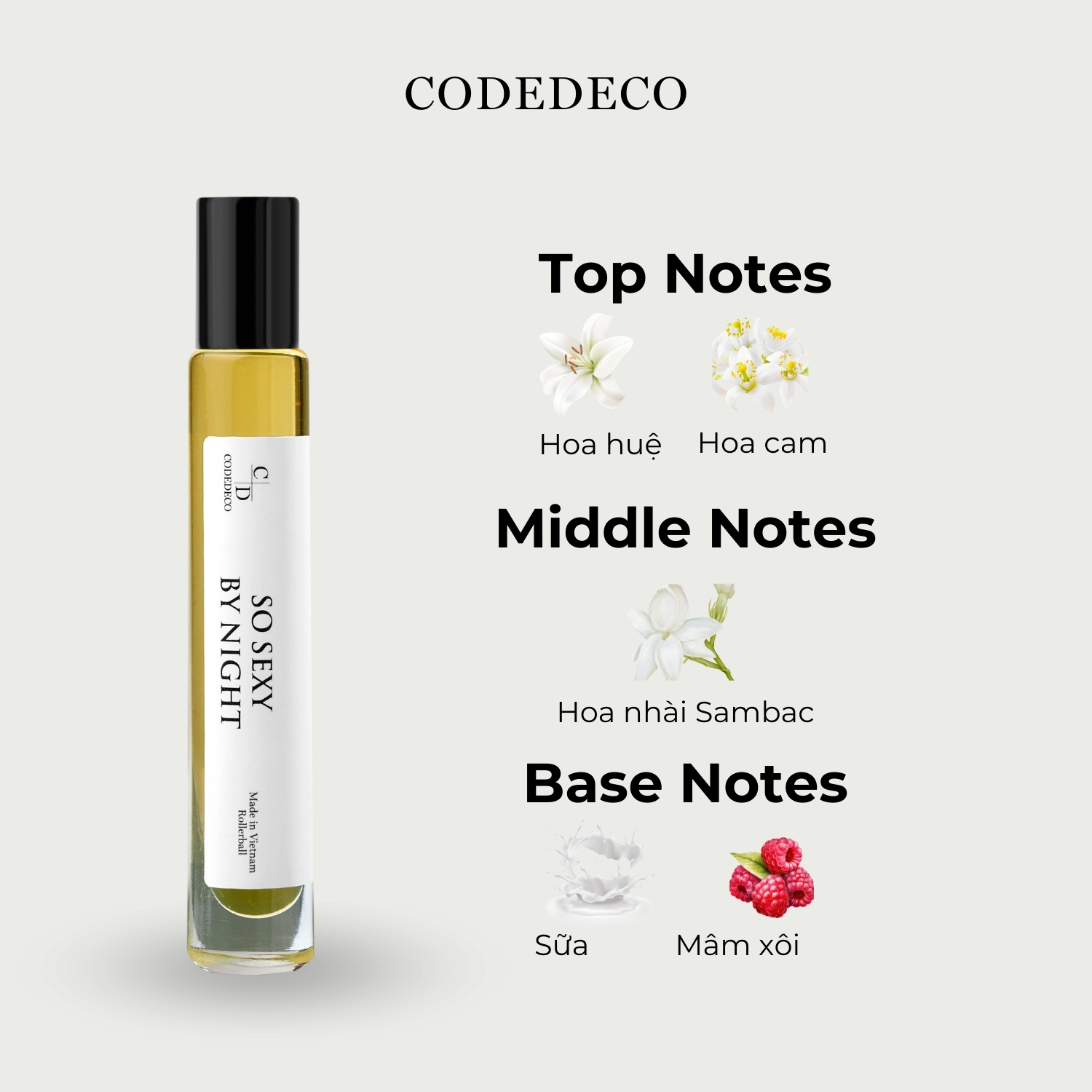 Mô tả Tinh dầu thơm nữ CODEDECO So Sexy By Night 10ml dạng lăn - Ngọt ngào, Quyến rũ - 2