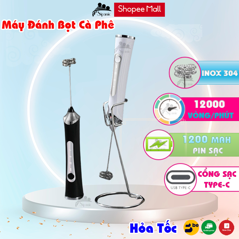 Mô tả Máy đánh cà phê, Sipanic tạo bọt cà phê, đánh trứng mini cầm tay pin sạc 3 chế độ - 1