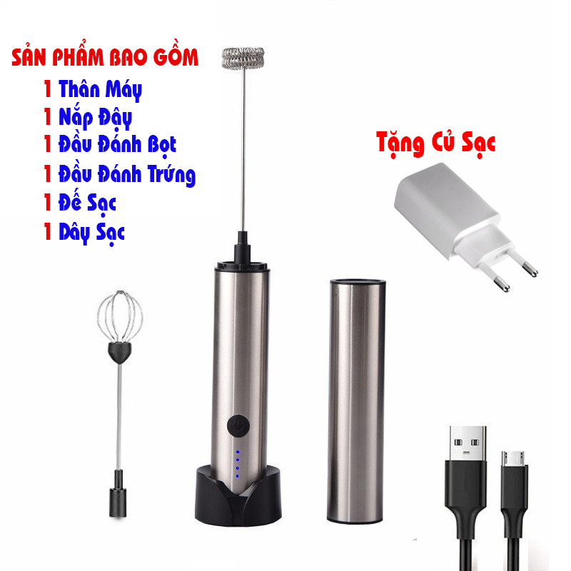 Mô tả Máy tạo bọt cà phê, Sipanic đa năng đánh trứng tạo bọt cafe pin sạc tặng kèm giá đỡ - 3