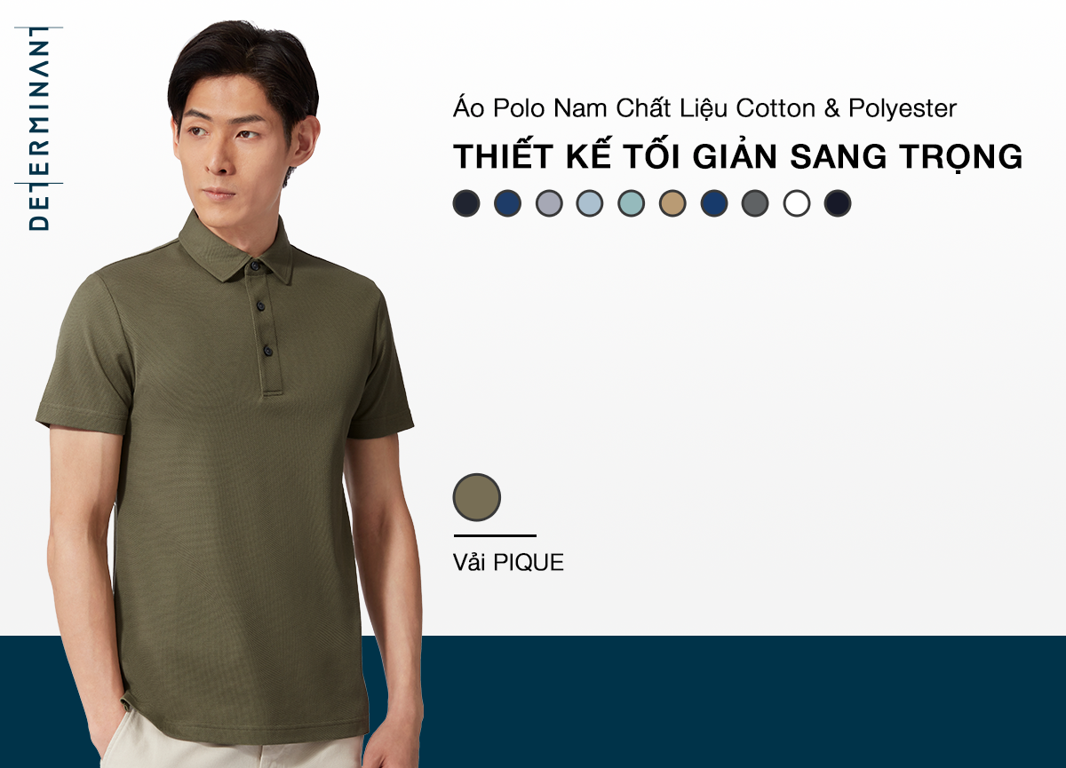 Mô tả Áo thun polo 100% cotton công nghệ Waterless Dye, chống sờn vải DETERMINANT BST Fall Winter 2024 p02-05 - 1