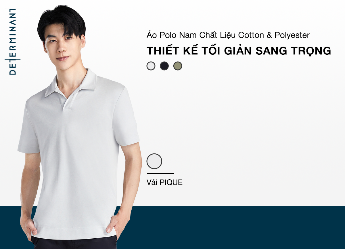 Mô tả Áo thun nam Polo DETERMINANT 100% Cotton siêu dài, kháng khuẩn chống phai màu - cổ không phối cúc - P04 - 1