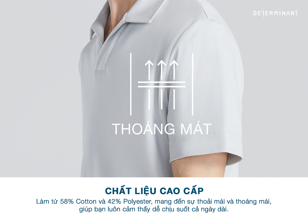 Mô tả Áo thun nam Polo DETERMINANT 100% Cotton siêu dài, kháng khuẩn chống phai màu - cổ không phối cúc - P04 - 2