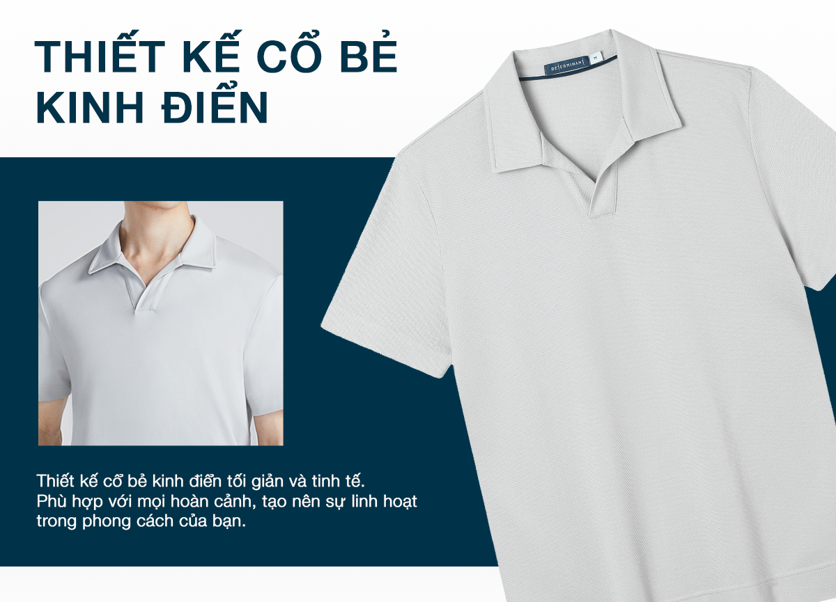 Mô tả Áo thun nam Polo DETERMINANT 100% Cotton siêu dài, kháng khuẩn chống phai màu - cổ không phối cúc - P04 - 5