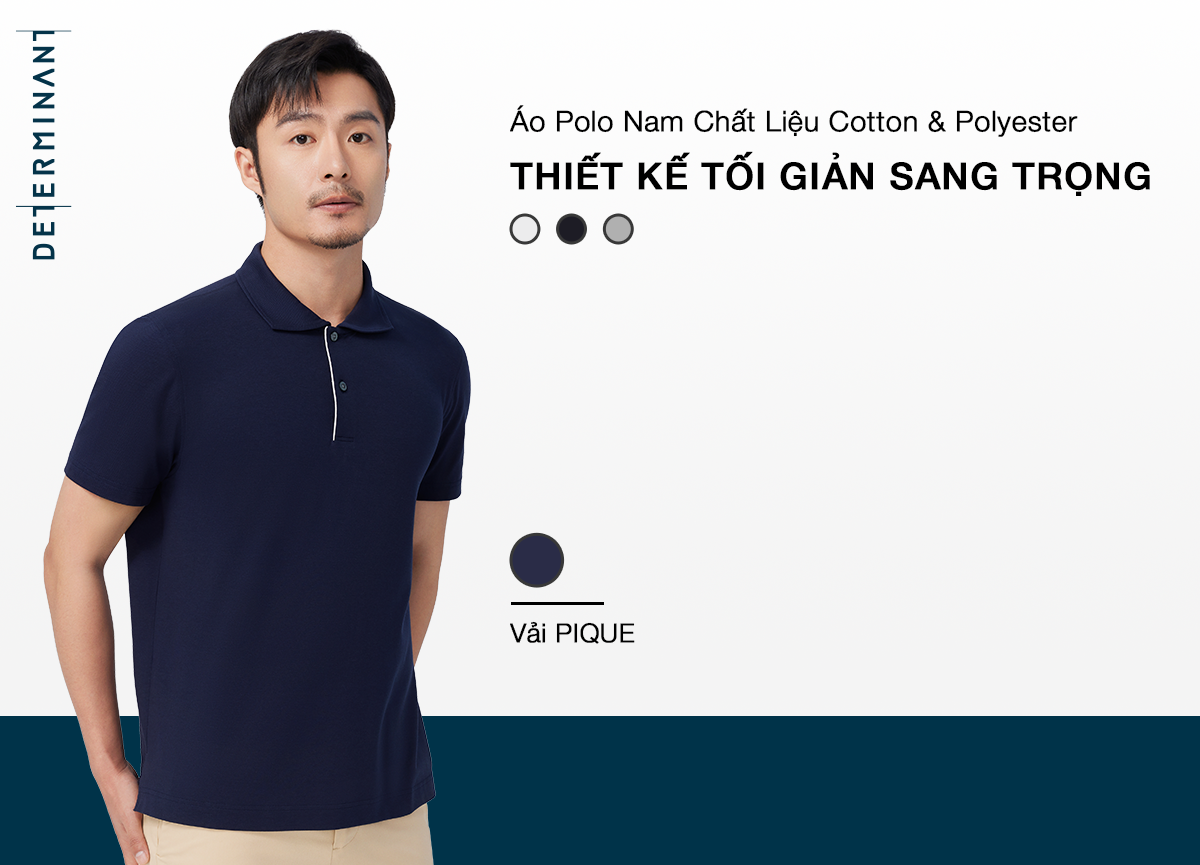 Mô tả Áo thun nam Polo DETERMINANT - Cotton cao cấp, mát lạnh tức thì, kháng khuẩn, chống xù -  P06 - 1