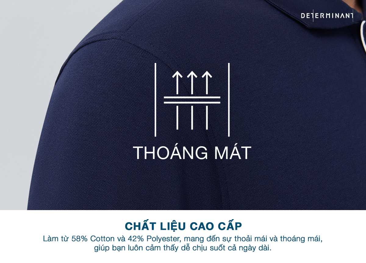 Mô tả Áo thun nam Polo DETERMINANT - Cotton cao cấp, mát lạnh tức thì, kháng khuẩn, chống xù -  P06 - 2
