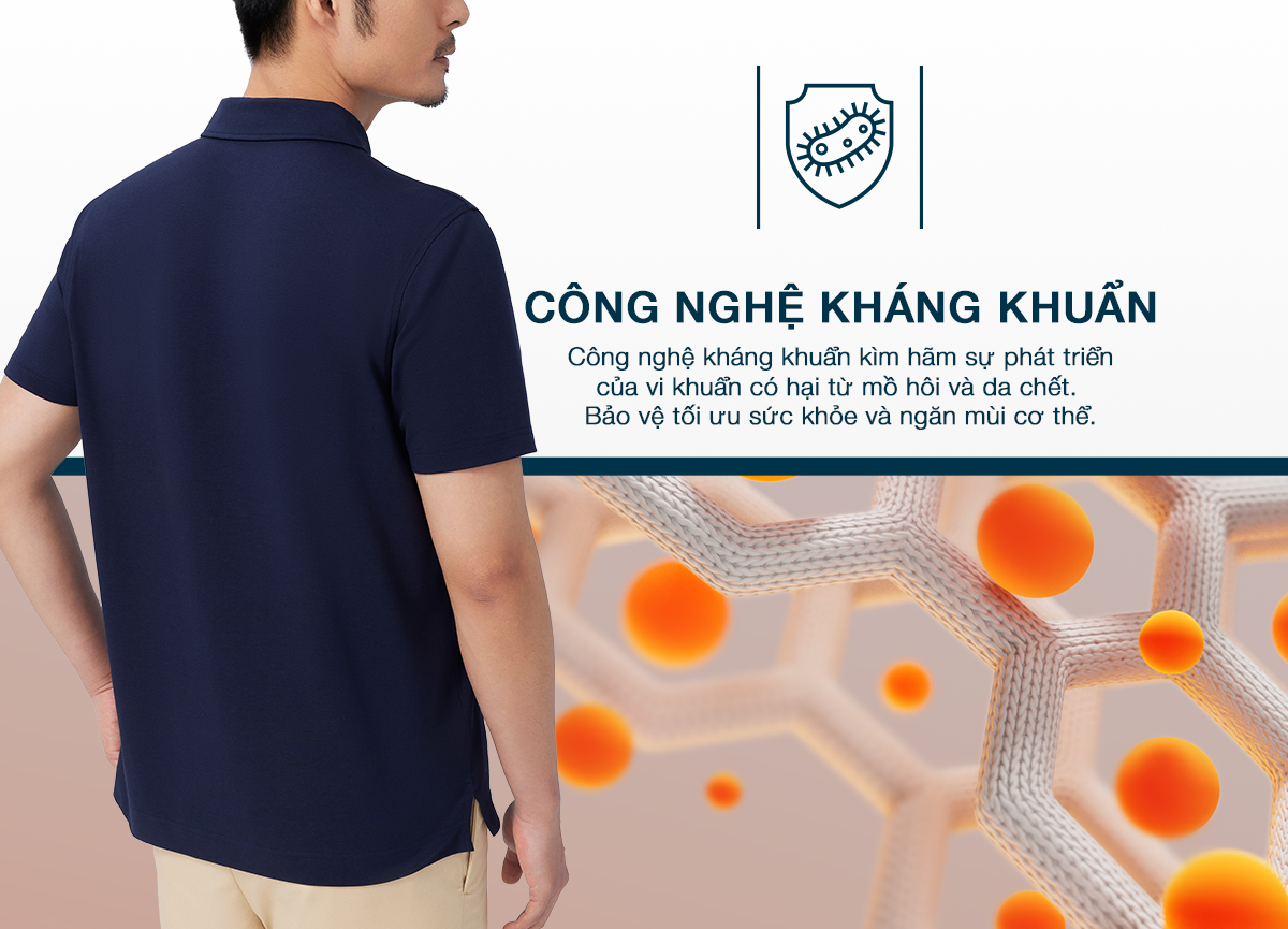 Mô tả Áo thun nam Polo DETERMINANT - Cotton cao cấp, mát lạnh tức thì, kháng khuẩn, chống xù -  P06 - 3