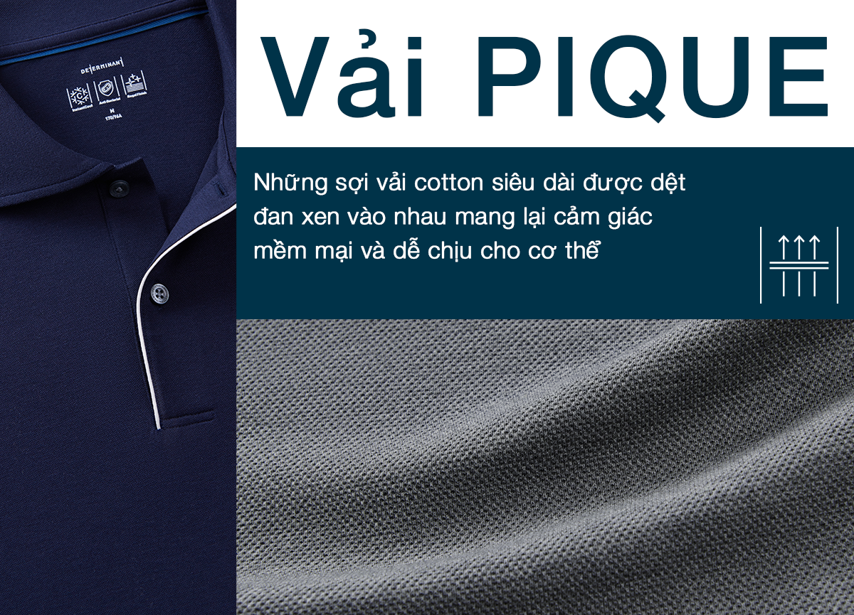 Mô tả Áo thun nam Polo DETERMINANT - Cotton cao cấp, mát lạnh tức thì, kháng khuẩn, chống xù -  P06 - 4
