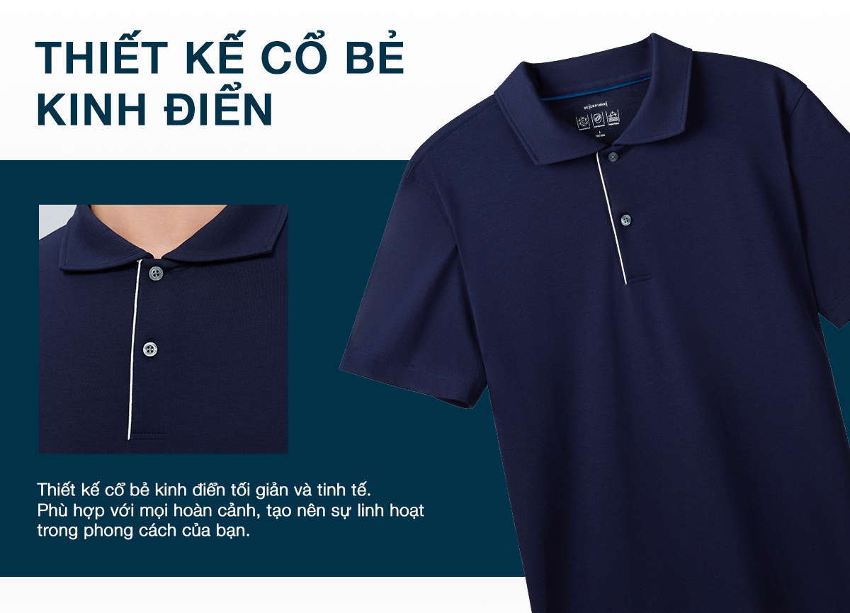 Mô tả Áo thun nam Polo DETERMINANT - Cotton cao cấp, mát lạnh tức thì, kháng khuẩn, chống xù -  P06 - 5