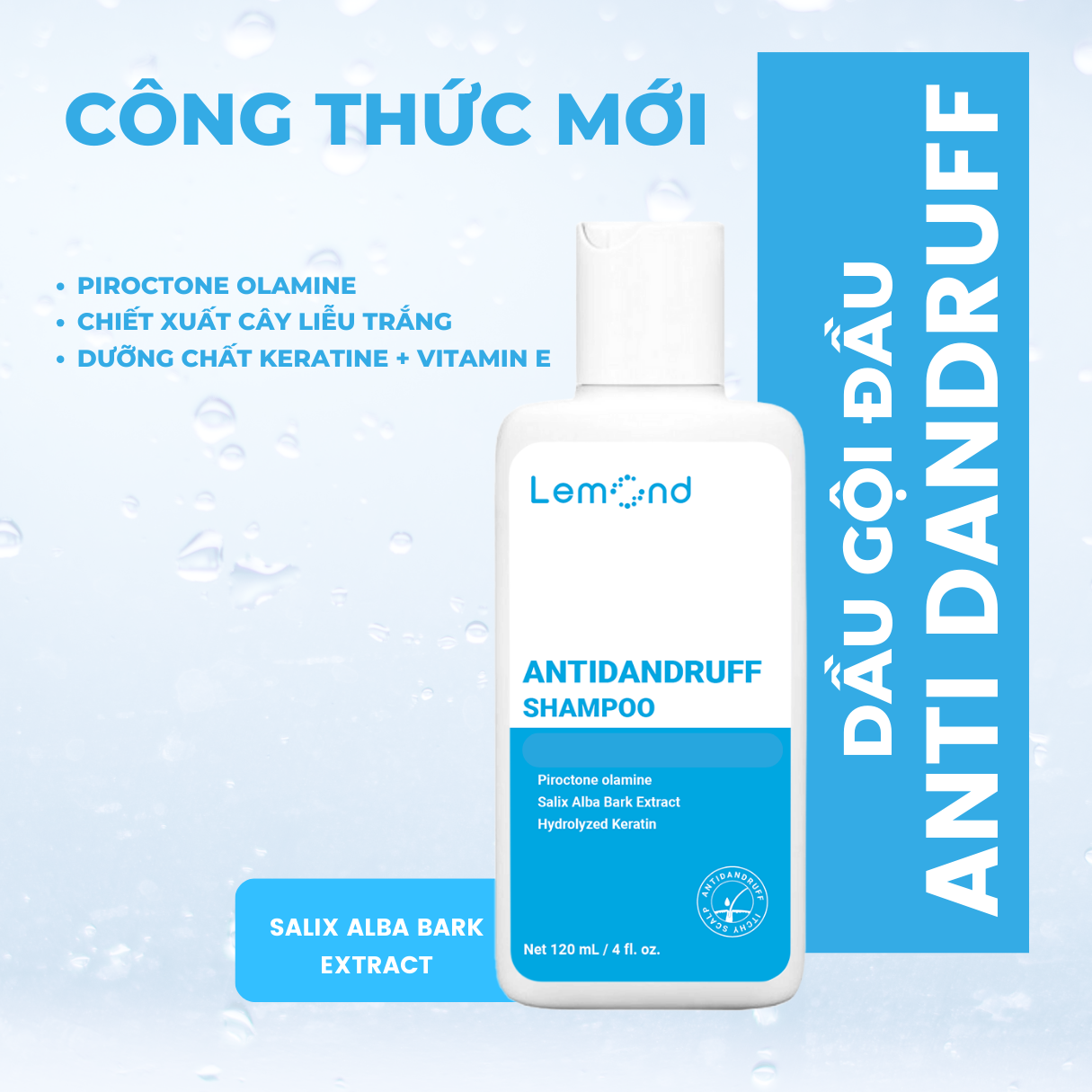 Mô tả Dầu Gội Sạch Gàu LEMOND Làm Sạch Gàu Ngứa, Hỗ Trợ Giảm Nấm Da Đầu Và Dưỡng Tóc chai 120ml - 2