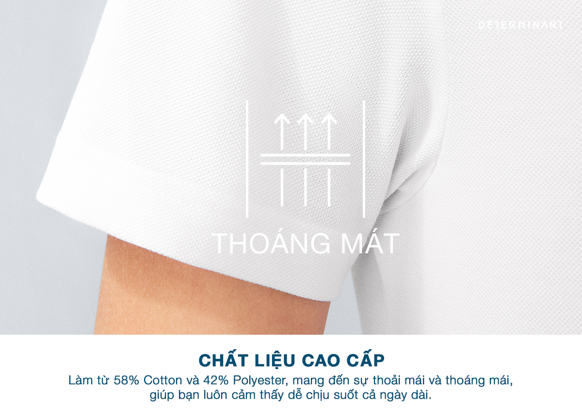 Mô tả Áo thun nam Polo DETERMINANT  Cotton kháng bền màu, thoáng khí - P12 - 3