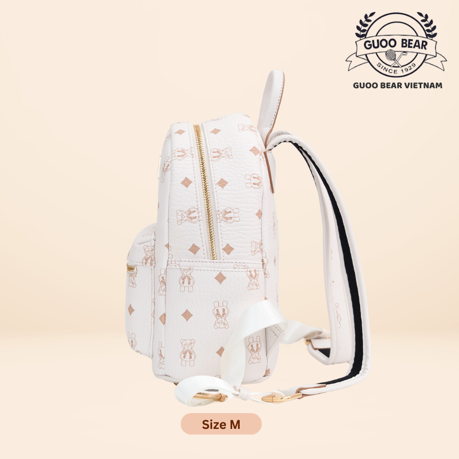 Mô tả Balo da GUOO BEAR chính hãng - GU8020 GU8021 GU8022 GU1173 màu trắng kèm charm - 1